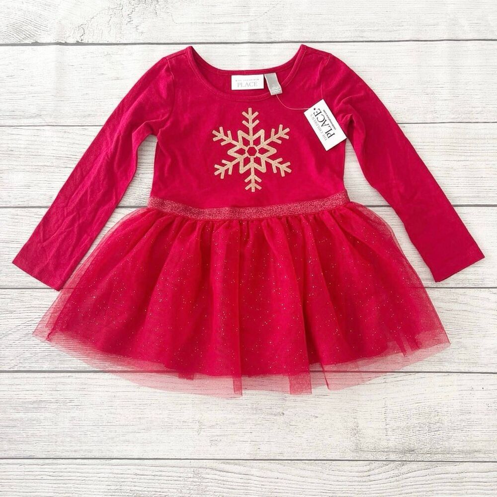 NWT Children’s Place Glitter Snowflake Tulle Skirted Dress